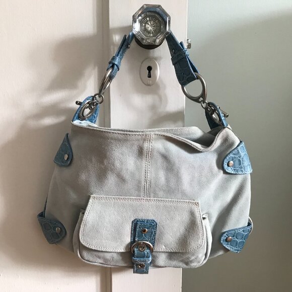 Via Repubblica | Blue Suede Handbag - Picture 1 of 11